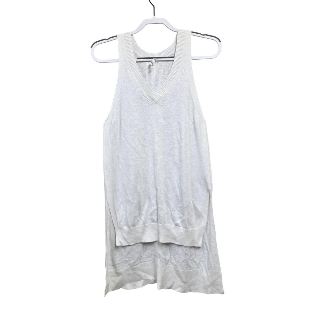 Anthropologie Sweater Tunic Womens S White Sleeveless V Neck Layering Longline